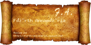 Fürth Annamária névjegykártya